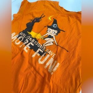 Betty boop girls on brooms have more fun size L women’s orange RARE